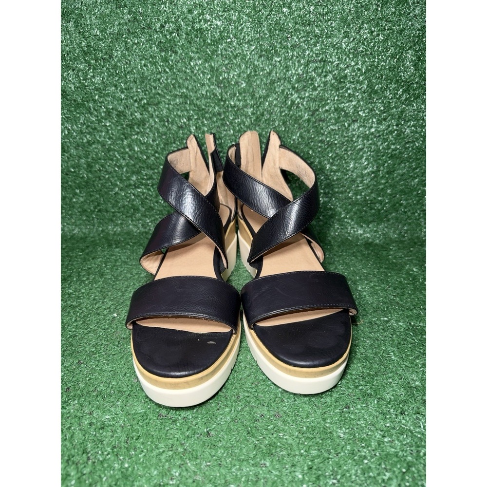 SOUL Naturalizer Womens Size 9.5 Good Time Wedge Black Strappy Leather Sandals - Picture 5 of 9